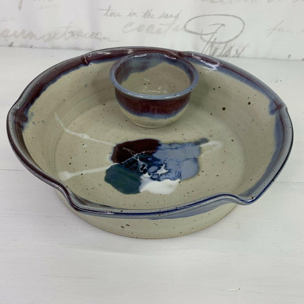 Signed Gandee Hand Thrown Pottery Serving Dish